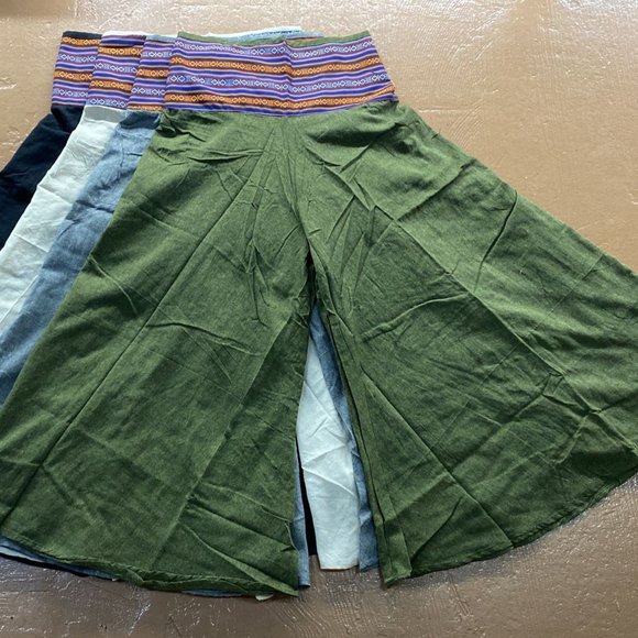 Bhutani Cotton Waist Wide-Leg Flare Pants - Solid (Green) - Picture 1 of 4